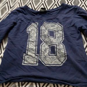 Navy Blue Cropped Sweatshirt